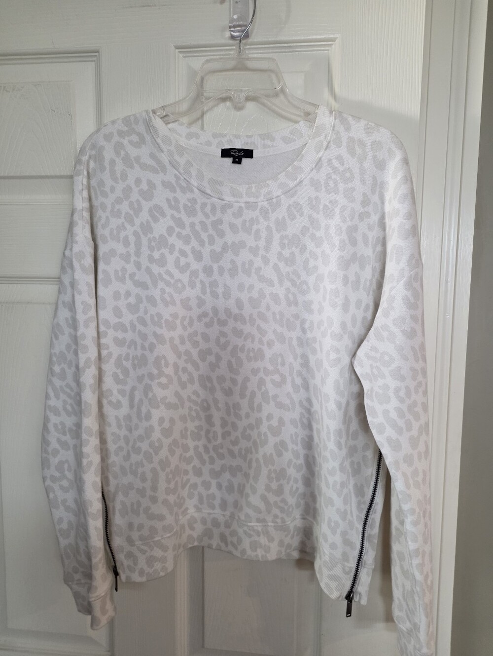 Rails Marlo Grey Jaguar Print Side Zipper Lightweight Sweatshirt M